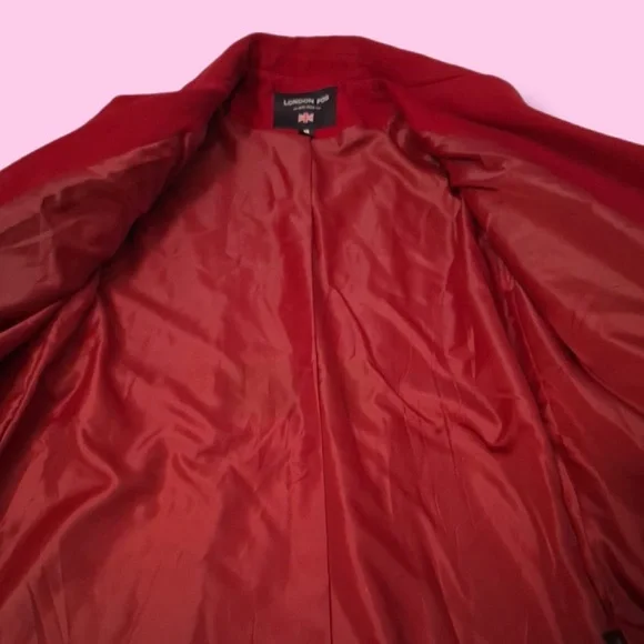 LONDON FOG Red Peacoat NWT Women's Medium Wool Coat Single-Breasted Jacket New - Picture 6 of 15
